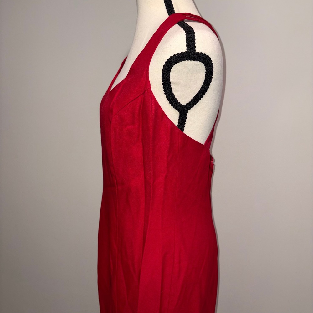 Vintage Strappy Back Sheath Dress Cocktail Women Size‎ 12 Red CDC Petites - Picture 4 of 13